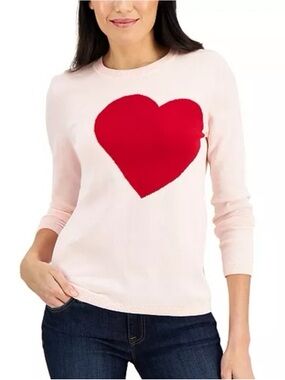 Tommy Hilfiger Light Pink - Heart Intarsia Crewneck Sweater